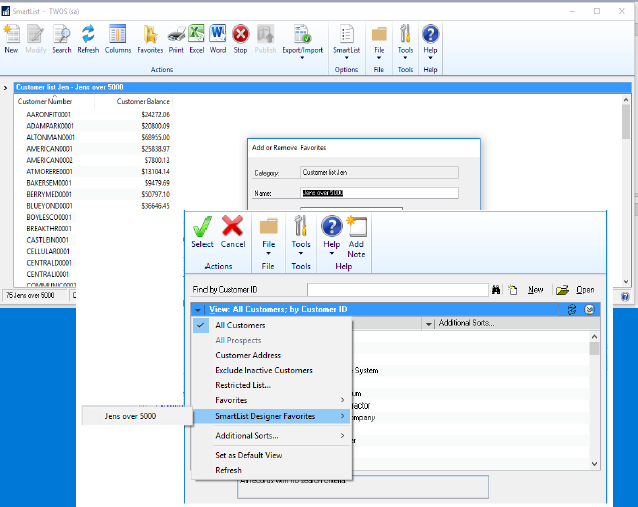 Dynamics GP 2016 R2 Feature of the Day-SmartList Designer in Advanced Lookups