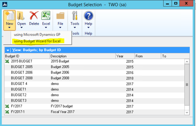 Excel Budget Wizard for GP
