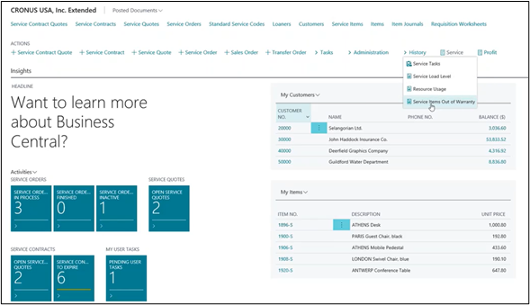 Service Management in Dynamics 365 BC
