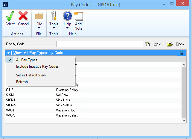 Microsoft Dynamics GP 2016 Feature of the Day – Inactive Pay Codes Lookup