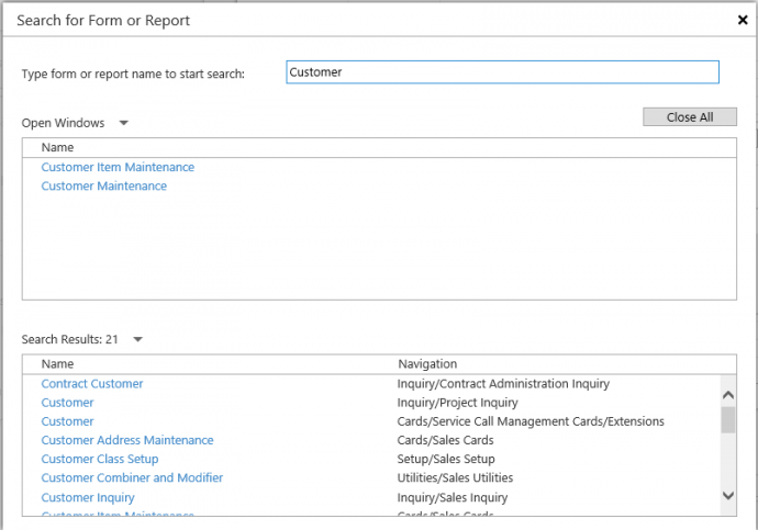 Microsoft Dynamics GP 2016 Feature of the Day – Web Client Search