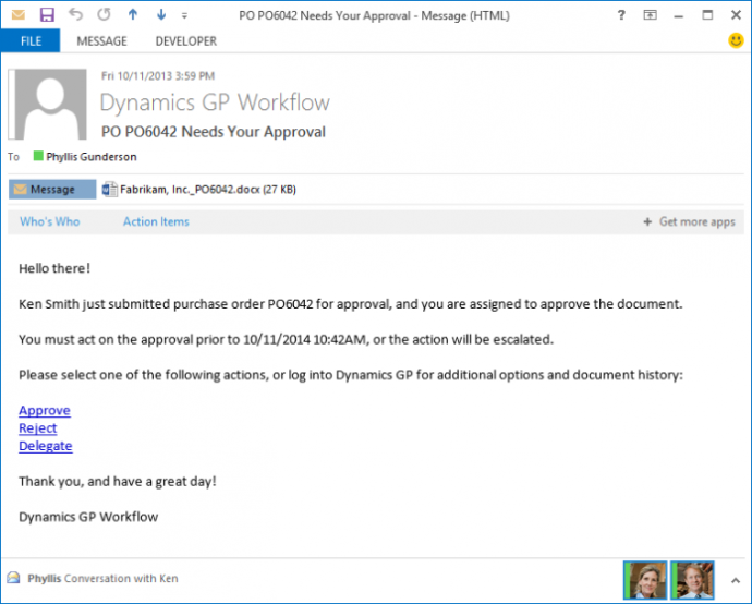 Microsoft Dynamics GP 2016 Feature of the Day – Workflow Reassignment Notifications