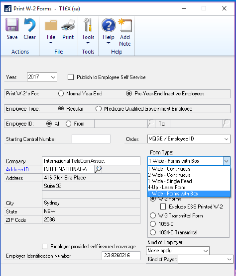 Microsoft Dynamics GP 2016 R2 Feature of the Day - Payroll Administrator Can Print W2 Using Self Service Report