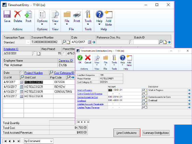 Microsoft Dynamics GP 2016 R2 Feature of the Day - Project Accounting Distributions Edited by Line Item