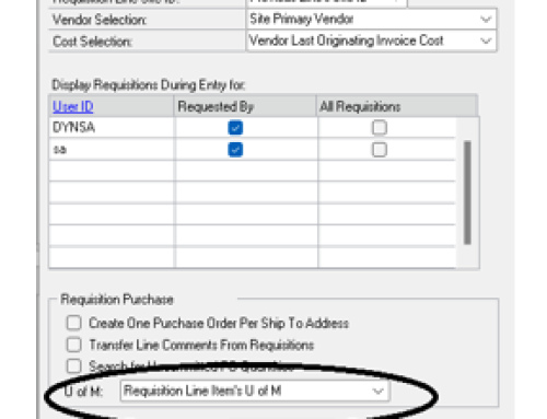 Microsoft Dynamics GP October 2023 Release New Feature – Set Unit of Measure from the PO Requisition to the Purchase Order