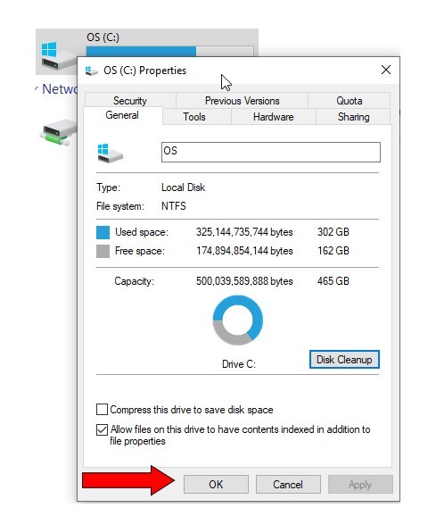 Step 10: Click on, “OK”. Your disk cleanup is complete.