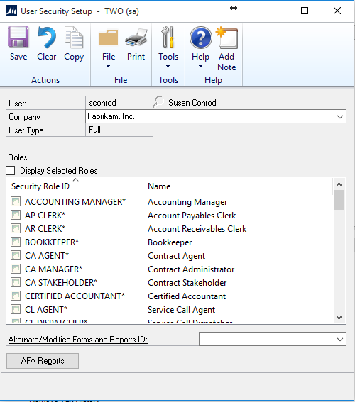 dynamics gp how to add or delete a user
